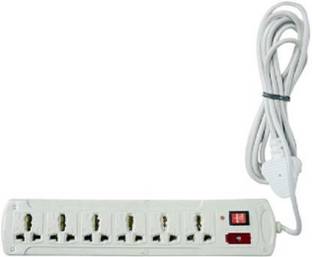 D-DEVOX 6 PLUGH Extension Cord With Individual Switches FUSE Led Indicator 6+1Socket Extension Boards (White) 6  Socket Extension Boards