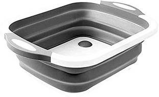 MOSHTU Multifunction Collapsible Cutting Board Dish Tub Washing Tray Drain Basket Vegetable Basin Silicone Cutting Board