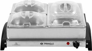 PRINGLE 5 Litre Electric Food Warmer Cum Buffet Server with 3 Pans (Silver) Electric Cooking Heater