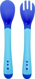 Small Wonder Kids Spoon & Fork Heat Sensitive Set, Temperature Sensing & Color Changing  - Silicone