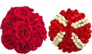 VinshBond Hair Bun Gajra Flower Bun Gajra Artificial Juda Accessories for Women in Red Color Pack of 1 Bun