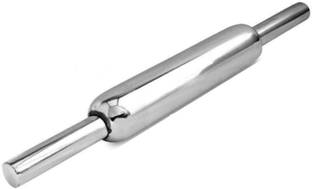 ROLLYWARE Big Size 100% Stainless Steel Smooth Rolling Pin for Baking Belan - 25% Less Effort Working The Dough - Upgrade Your Baking - Non-Stick & Zero Maintenance - - [Gift Packaging]