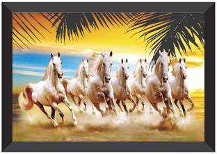 saf 7 Horses Nature Framed UV Coated Digital Reprint 11 inch x 14 inch Painting