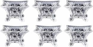 Qianli Glass Dessert Bowl Set of 6 Piece Clear Square Glass ice Cream Bowl Dish/Pudding/Dessert Footed Bowl Set Fruit/Salad/Chocolate Plate for bar Table Party, Home, Restaurant(Size: 175 * 115 * 80mm)