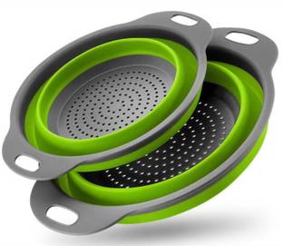 KitchenFest BPA Free Food Grade Foldable Silicone Colander Fruit Vegetable Washing Basket Drainer Collapsible Strainer