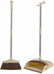AMIGOS STORE Long Handle Broom and Set for Office Home Cleaning Set Plastic Up Right Dustpan