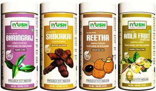 IYUSH Herbal Ayurveda Amla Reetha Shikakai Bhringraj Powder - 400gm (100gm each)