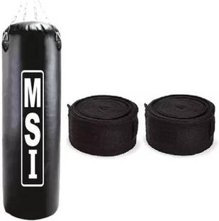 Monika Sports Long Unfilled Punching Bag with Boxing Handwrap For Boxing & Kick Boxing Boxing Kit