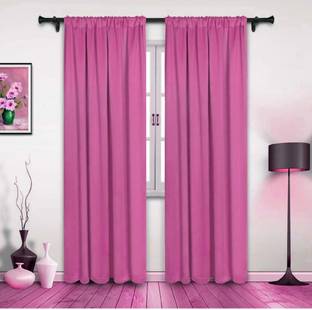COMFY HOME 243.4 cm (8 ft) Silk Blackout Long Door Curtain (Pack Of 2)