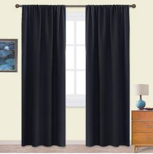 COMFY HOME 213.3 cm (7 ft) Silk Blackout Door Curtain (Pack Of 2)