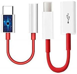 A3sprime Red & White USB Type C to Headphone 3.5 mm Jack Adapter With C Type Otg Cable Compatible for OnePlus 7, 7 Pro, OnePlus 7, 7T, OnePlus 6, 6T Phone Converter