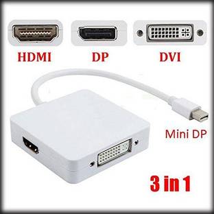 LipiWorld Thunderbolt Cable 0.05 m 3 in 1 Gold Plated Mini DisplayPort Thunderbolt to HDMI/DVI/Display Port Cable Adapter