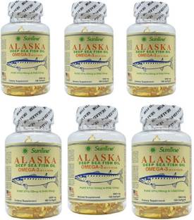 sunline alaska Deep Sea Fish Oil Omega 3 - 100 Softgels, Pack of 6