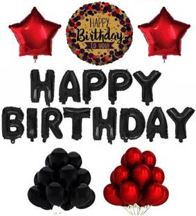 SOI Solid Happy Birthday Letter Toy Foil Balloon Set With 30 HD Metallic Balloons & Foil Heart Kit Letter Balloon