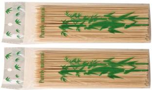 Ambassador TWI-Ambassador Wooden Bamboo Skewer Round 10 inch Bar-be-que/Sathay Stick (Pack of 2 x 80) Disposable Wooden Fruit Fork Set