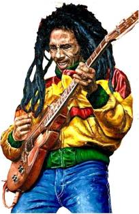 DivineDesigns 43 cm Bob Marley Playing Guitar Self Adhesive Sticker