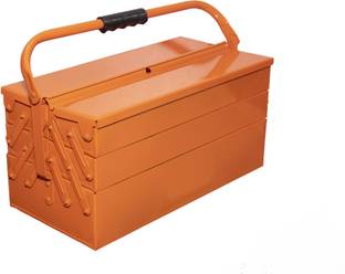 MAFAHH 5 Compartments 4 Trays High Grade Metal Tool Box With Handle For Home Garage Hand Tools Machine Tools Hammer Drill Machine Nuts Screw Driver Weight Upto 30 Kg Suitable For Tools [ Orange ] Tool Box with Tray