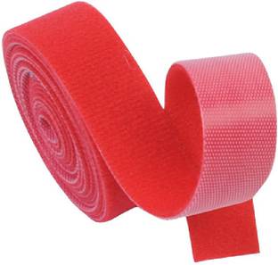 Vardhman Self Gripping Double Sided Hook and Loop fastener Tape, Reusable, 20 mm, Pack of 2 mts , color Red Stick-on Velcro