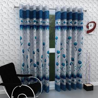 Home Garage 214 cm (7 ft) Polyester Semi Transparent Door Curtain (Pack Of 2)
