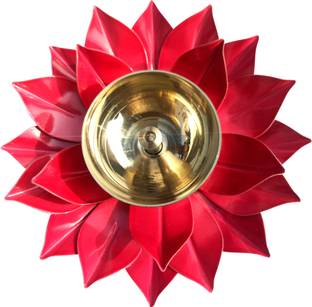 Heaven Decor Iron Kamalpatta Akhand Diya Brass Table Diya