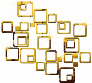 wall1ders 14.9 cm 30 Different Six Size Square Golden 3D Acrylic Stickers for Wall, 3D Acrylic Sticker, 3D Mirror Wall Stickers, 3D Mirror Stickers Wall Decor Items for Home and Office. Self Adhesive Sticker