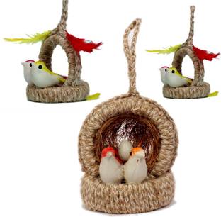 Jinagam Artificial Bird Nest Hanging-Exquisite Bird Hanging Decor & Wall Hanging Décor Decorative Showpiece  -  15 cm