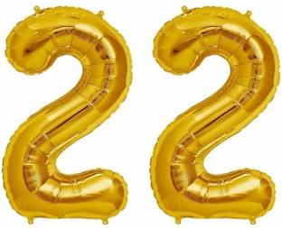 Juneja Enterprises Solid Golden ' 22 ' Numerical Foil Balloon