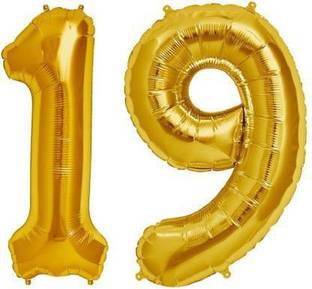 Juneja Enterprises Solid Golden ' 19 ' Numerical Foil Balloon