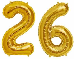 Juneja Enterprises Solid Golden ' 26 ' Numerical Foil Balloon
