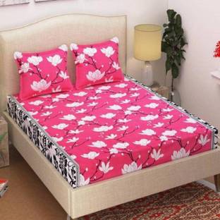 SPRINGDASSY Microfiber Double Flat 135 TC 3D Printed Bedsheet