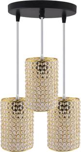 Homesake 3-Lights Round Golden Cluster Chandelier Crystal Golden Barrel Hanging Light Pendant Lamp Ceiling Lamp
