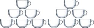 speculo Pack of 12 Glass Crystal clear Round Shape Glass Tea Coffee Cup With Saucer Set Of 12 Glass