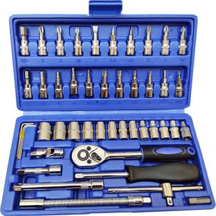 Inditrust Heavy duty 46pcs Socket Set ( size - 1/4-Inch ) Tool Ratchet Torque Wrench Combo Tools Kit Car Repair Tools Set Socket Set (Pack of 46) Socket Set