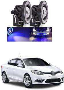 PRTEK High Power 3.5" Projector Universal White LED Fog Light COB Blue Halo Angel Eye Rings DRL Driving Bulbs DC 12V A26 Fog Lamp Car LED for Renault (12 V, 12 W)