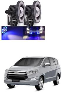 PRTEK High Power 3.5" Projector Universal White LED Fog Light COB Blue Halo Angel Eye Rings DRL Driving Bulbs DC 12V A241 Fog Lamp Car LED for Toyota (12 V, 12 W)