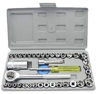 vyog Enterprise 40PCS COMBINATION SOCKET WRENCH SET Multi purpose 40 Pcs Screwdriver Socket Set & Bit Tool Kit Set Jackly Tool kit Combination Tool Wrench Tool Kit Magnetic Toolkit For Home, Office, Car, Bike Double Sided Socket Wrench