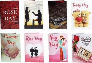CTW Valentine Week Greeting cards for Rose day ,Hug day , Chocolate day , Teddy day , Promise day , Propose day , Kiss day , Valentine day pack of 8 Greeting cards Greeting Card