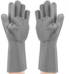 DN BROTHERS Silicone Dishwashing Reusable Cleaning Scrubber Gloves496 Wet and Dry Disposable Glove