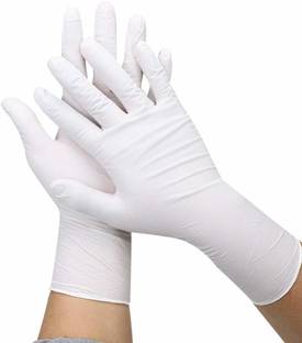 DM India Safe Touch Latex gloves, Medical Examination Gloves , Large Size, Disposable Powdered Hand Gloves, Non-Sterile Gloves Latex Examination Gloves