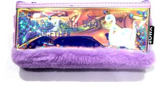 Crazycute Flamingo Water Fur Pouch Water Style, Soft Fur Material, Flamingo Design Art EVA Pencil Box