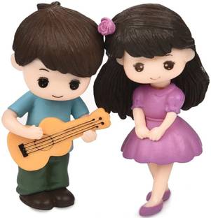 P s retail Sweety Lovers- Guitar Couple Figurine Miniature - Style 37 (2 pcs/Set) Decorative Showpiece  -  5 cm