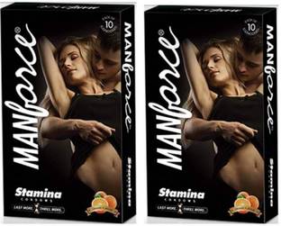 MANFORCE Orange Stamina Extra Time 10s x2 (20 Condoms) Value Combo Condom
