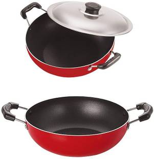 NIRLON Non-Stick BPA Free 2 Piece Kadhai Combo Set Offer Non-Stick Coated Cookware Set