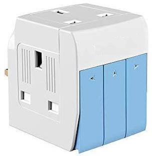 SEASPIRIT 3 Pin 3 Way Universal Multiplug with Individual Switch - Multisocket Adaptor with LED Indicator Worldwide Adaptor