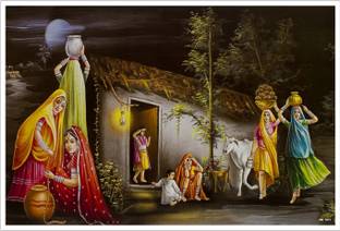 Rajasthani Vilage Modern Art Paper Poster Paper Print