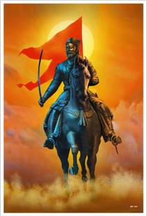 Chhatrapati Shivaji Maharaj on Horse Paper Poster Paper Print