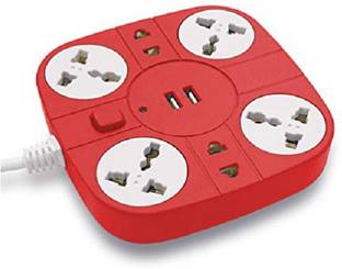 mute Extension Cord Surge Protector Power Strip with 2 USB Port – 10A 220V-50/60Hz 6 Outlet with 2 USB Port Fire Proof1.8 Meter Cord Multi Universal Plug Extension Board for Home & Office- (Multi Colour) 6  Socket Extension Boards