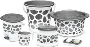 MILTON DOUBLE LAYERED DUPLEX BATHROOM SET 6 PCS - BLACK 18 L Polypropylene Bucket