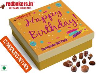 redbakers.in Happy Birthday Dark 12Chocolate Gift Box Truffles