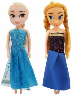 दी सिम्पलिफायर्स High Quality Plastic Frozen Sister Anna and Elsa Doll - Set of 2, 20 cms Each